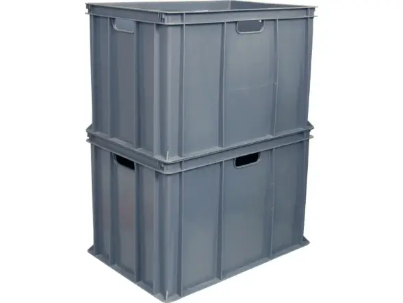Ящик пластиковый сплошной, 600x400x410 мм, 84 л, серый [203-2]