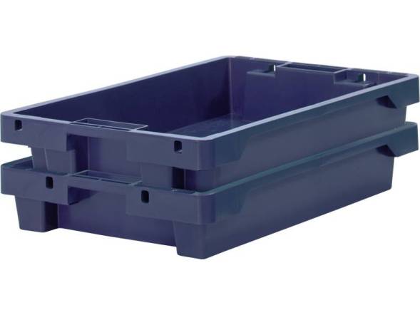 Ящик пластиковый со сплошными стенками и дном, 600х400х100 мм, синий [224]