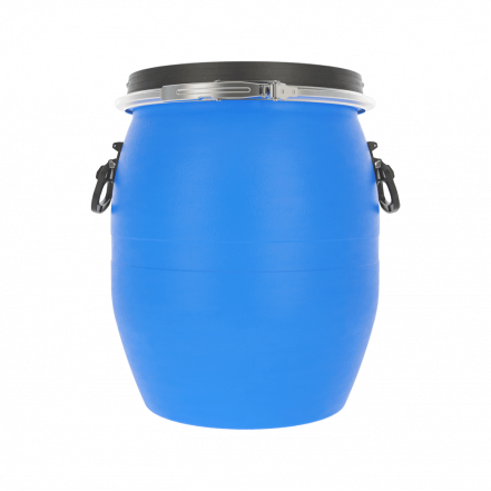 Бочка пластиковая с крышкой, металлическим обручем и ручками, 48 л, 320мм, синий [БП48.02/15]