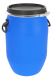 Бочка пластиковая с крышкой, металлическим обручем и ручками, 65 л, синий [БП65.02/15]