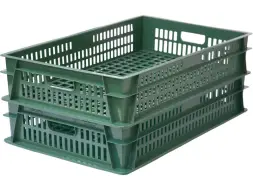 Ящик пластиковый перфорированный, 740x465x145 мм, 39 л, зеленый [404-Т]