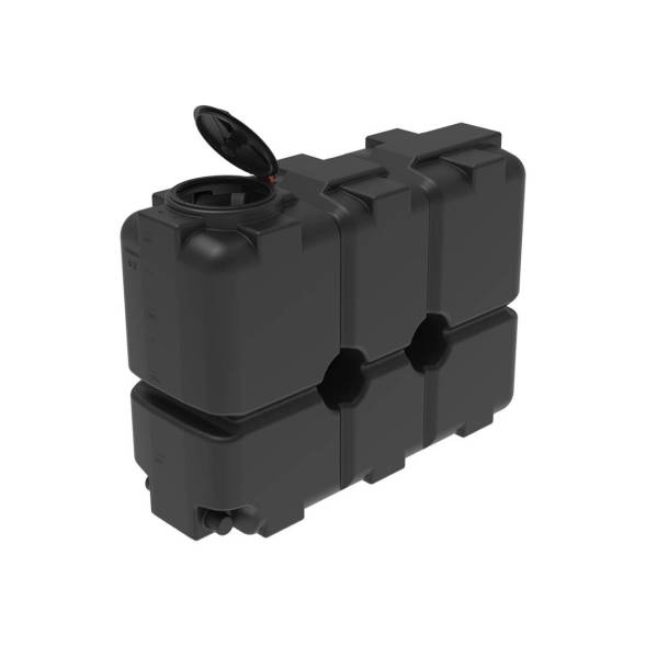 Емкость пластиковая для воды и дизельного топлива ST 2000 л с патрубками d100мм и откидной крышкой под плотность вещества до 1.0 г/см3, черный