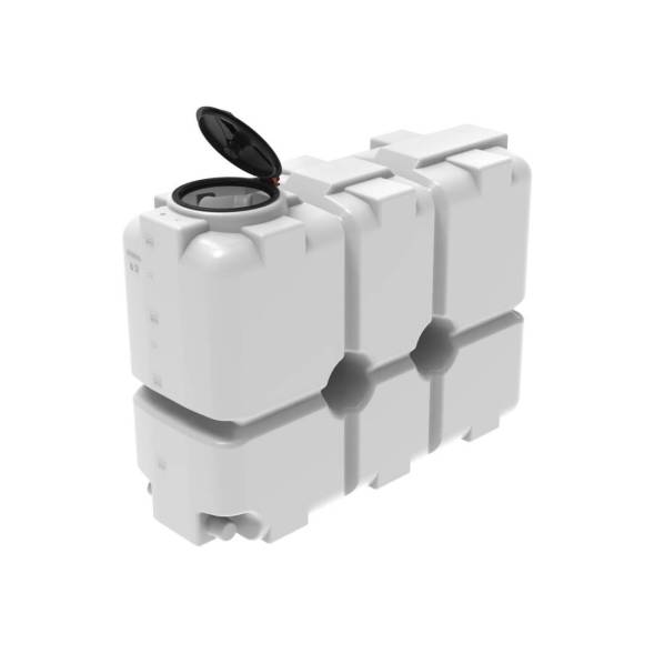 Емкость пластиковая для воды и дизельного топлива ST 2000 л с патрубками d100мм и откидной крышкой под плотность вещества до 1.0 г/см3, белый