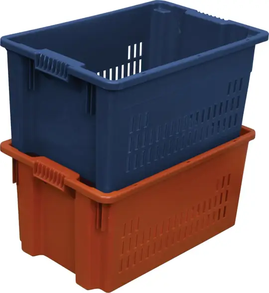 Ящик пластиковый перфорированный, 600x400x300 мм, 52 л, зеленый [602]