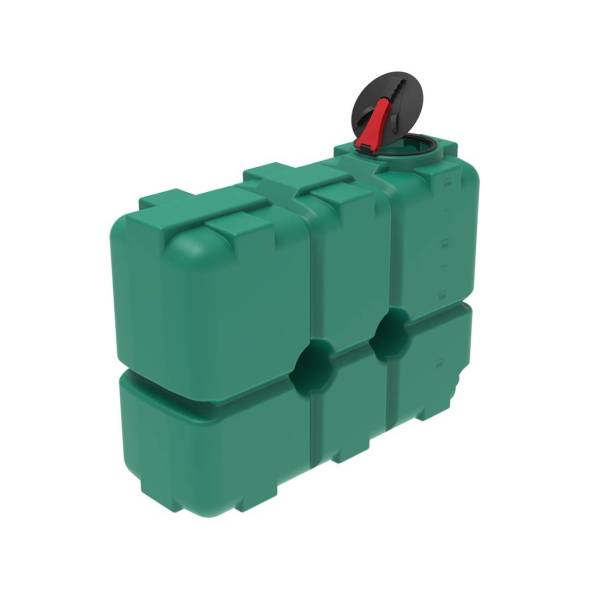 Емкость пластиковая для воды и дизельного топлива ST 2000 л с патрубками d100мм и откидной крышкой под плотность вещества до 1.0 г/см3, зеленый