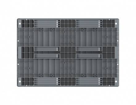 Паллет (поддон) пластиковый перфорированный на 3-х полозьях, 1210х810х160 мм, серый [02.106.91]