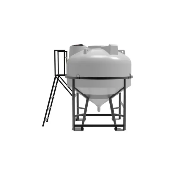 Емкость ЦКТ 3000 л с патрубком 90мм под плотность до 1,5 г/см3 белая в обрешетке с лестницей
