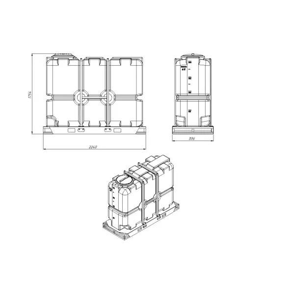 Емкость ST 2000л под плотность до 1.2 г/см3 синяя в обрешетке