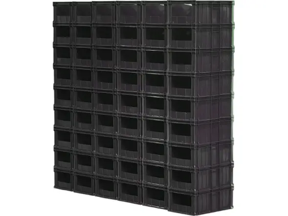 Ящик пластиковый сплошной с вырезом, 600х400х250 мм, черный [204 В НСТ]