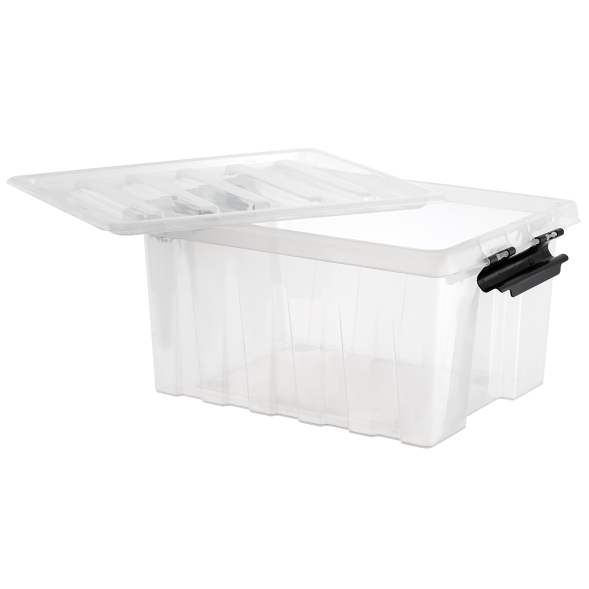 Контейнер с крышкой и клипсами Rox Box Original, 36 л, 500×390×250 мм, прозрачный