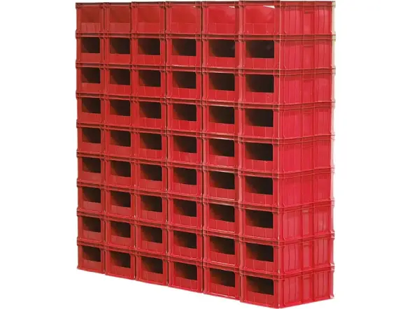 Ящик пластиковый сплошной с вырезом, 600х400х250 мм, красный [204 В НСТ]