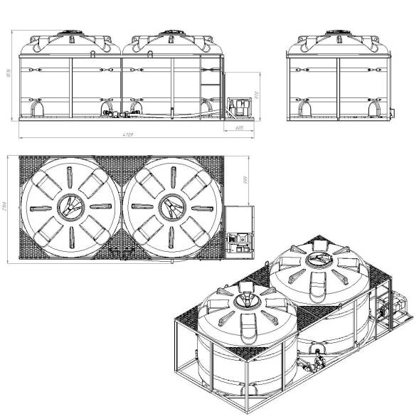 Комплект слива боковой для мотопомпы G2 на две емкости TR