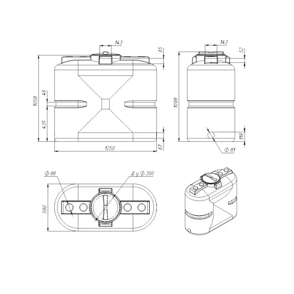 Емкость S 500л под плотность до 1.2 г/см3 синяя