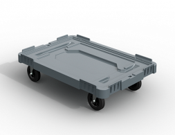 Пластиковая тележка 600х400 мм для контейнеров (сплошная) колеса без тормозов