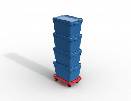 Пластиковая тележка 600х400 мм для контейнеров (сплошная) колеса без тормозов