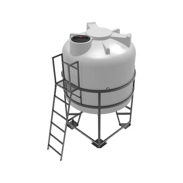 Емкость ЦКТ 5000 л с патрубком 110мм под плотность до 1,2 г/см3 белая в обрешетке с лестницей