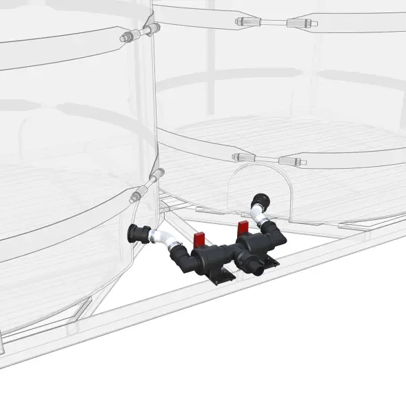 Комплект слива боковой с кранами G2 на две емкости TR