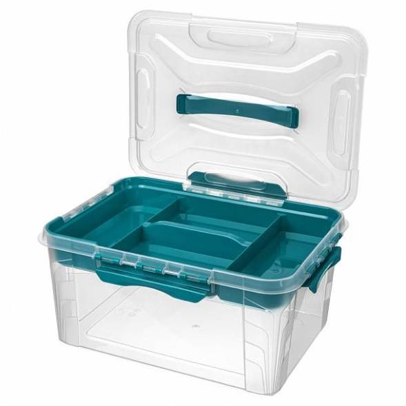 Ящик универсальный с замками и вставкой-органайзером Grand box, 390x290x180мм, 15,3л
