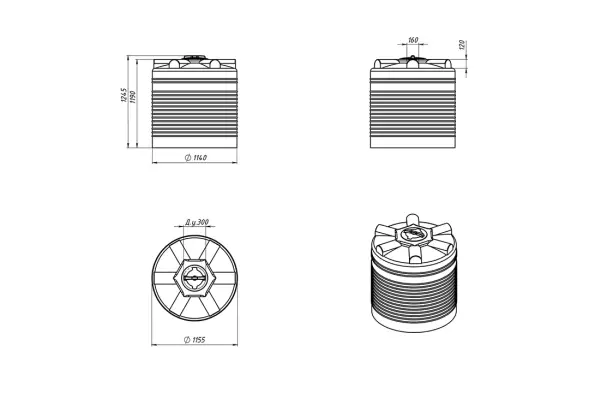 Емкость ЭВЛ 1000л зеленая