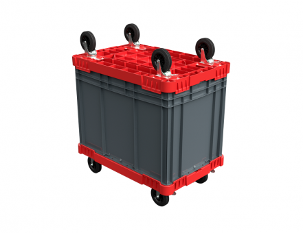 Пластиковая тележка 600х400 мм для ящиков (с отверстием)