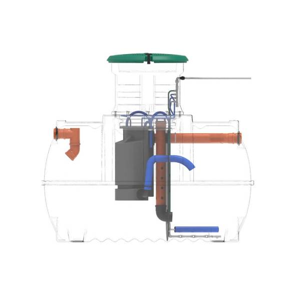 Автономная канализация Rostok Ground 6 с горловиной 600 мм и самотечным отведением, 2800л, черный [5042.2800.899.000]