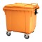 Пластиковый мусорный контейнер с крышкой, 1100л, на колёсах, цвет: оранжевый