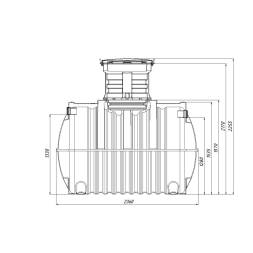 Автономная канализация Rostok Ground 8 с горловиной 600 мм и самотечным отведением, 3500 л, черный [504.3000.899.004]