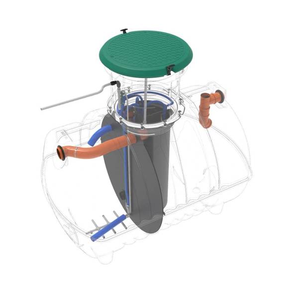 Автономная канализация Rostok Ground 8 с горловиной 600 мм и самотечным отведением, 3500 л, черный [504.3000.899.004]