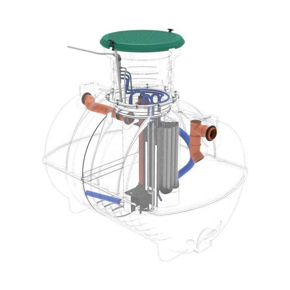 Автономная канализация Rostok Ground 8 с горловиной 600 мм и самотечным отведением, 3500 л, черный [504.3000.899.004]