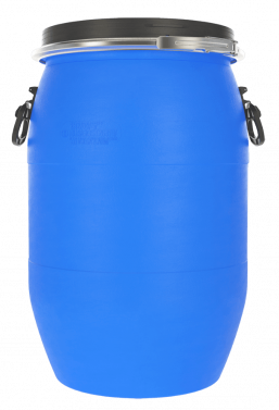 Бочка пластиковая с крышкой, металлическим обручем и ручками, 65 л, синий [БП65.02/04]