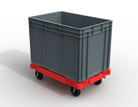 Пластиковая тележка 600х400 мм для ящиков (с отверстием) усиленная