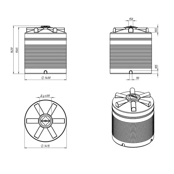 Емкость для хранения жидких минеральных удобрений (КАС, ЖКУ и др) 2000 ЭВЛ красный