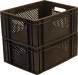 Ящик пластиковый перфорированный, 410×315×180 мм, 23 л, черный [302-Б2]