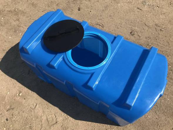 Емкость (бак) для воды пластиковая горизонтальная Полимер-Групп R 300, 300 л, синий [TR300S13]