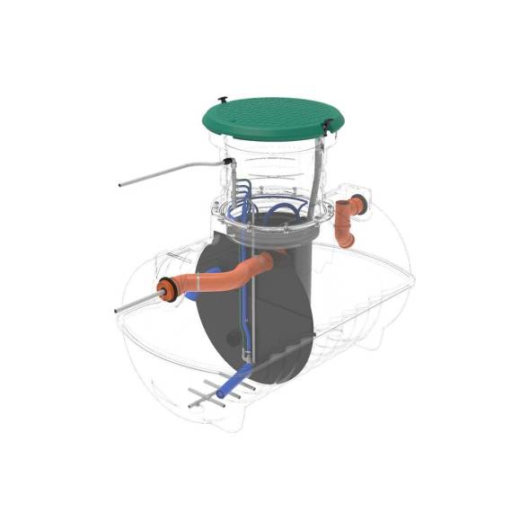 Автономная канализация Rostok Ground 4 с горловиной 1000 мм и принудительным отведением, 1800л, черный [001.1500.899.000]