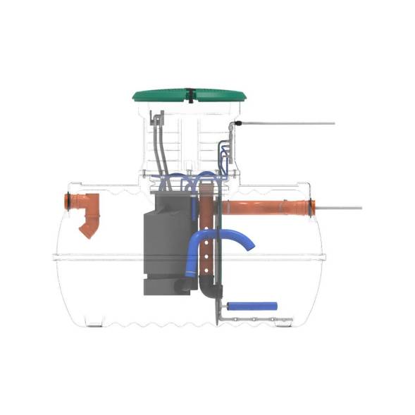 Автономная канализация Rostok Ground 4 с горловиной 1000 мм и принудительным отведением, 1800л, черный [001.1500.899.000]