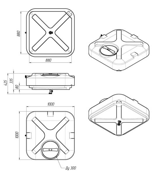 Бак пластиковый для летнего душа с лейкой, 200 л, черный [БД200/17]