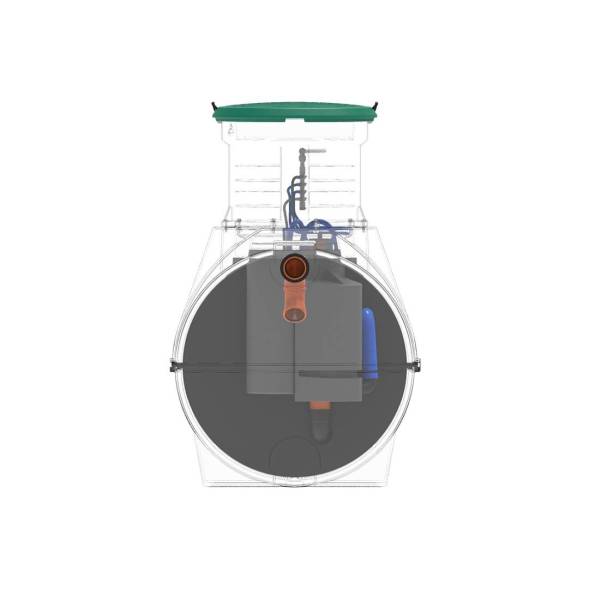 Автономная канализация Rostok Ground 6 с горловиной 1000 мм и самотечным отведением, 2800л, черный [5042.2800.899.001]