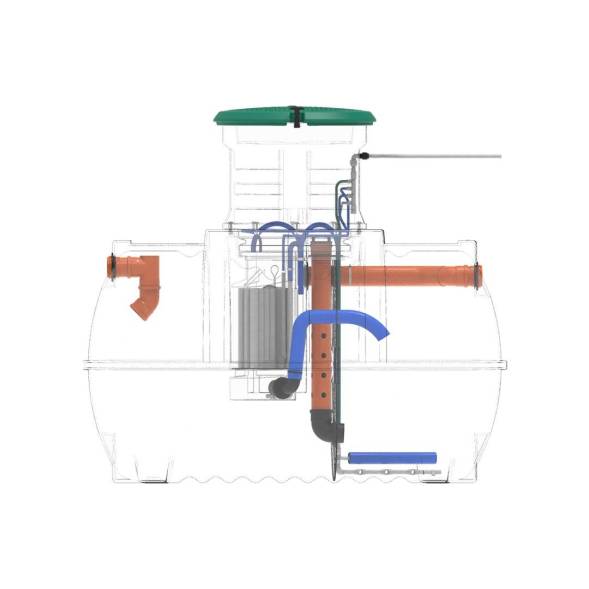 Автономная канализация Rostok Ground 6 с горловиной 1000 мм и самотечным отведением, 2800л, черный [5042.2800.899.001]