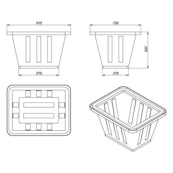 Ванна пластиковая пищевая с крышкой К, 200 л, HDPE, черный [121207.0200.899.000]