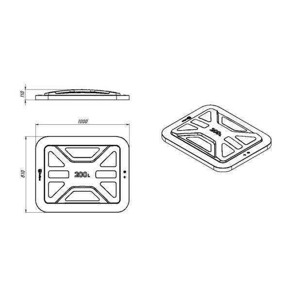 Ванна пластиковая пищевая с крышкой К, 200 л, HDPE, черный [121207.0200.899.000]