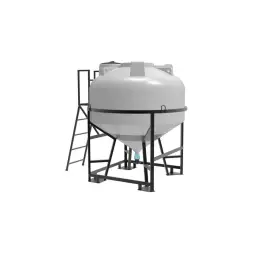 Емкость ЦКТ 3000 л с патрубком 110мм с фланцем белая в обрешетке с лестницей