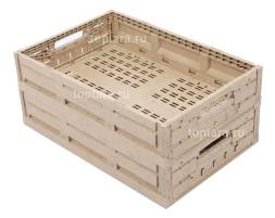 Пластиковый ящик складной WoodLook 600х400х112 мм