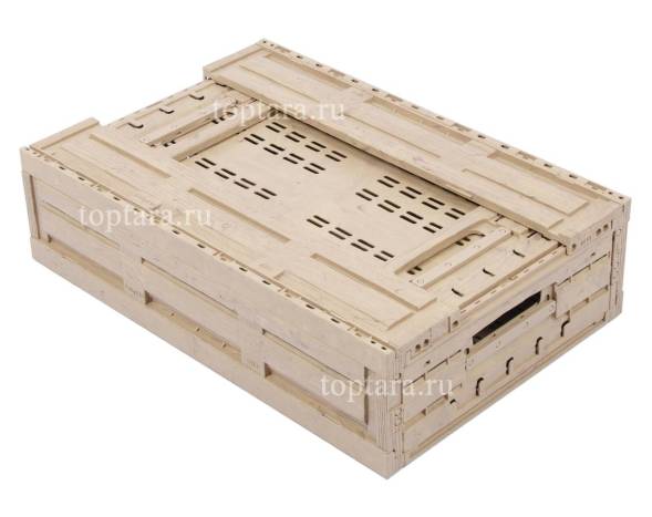 Пластиковый ящик складной WoodLook 600х400х112 мм