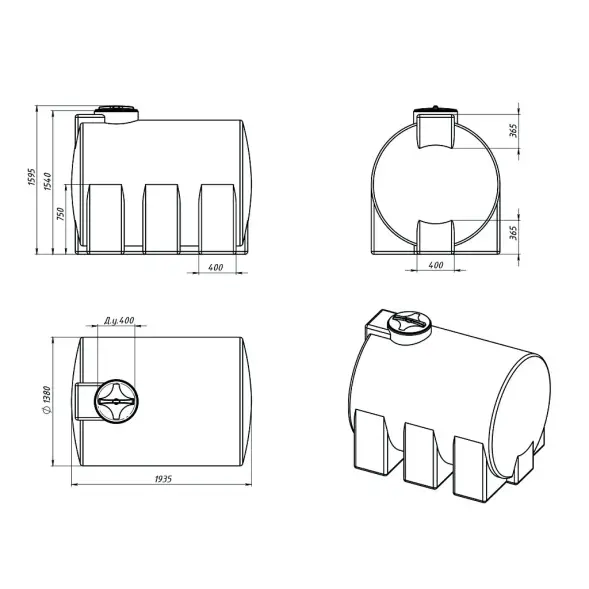 Емкость для хранения жидких минеральных удобрений (КАС, ЖКУ и др) 3000 ЭВГ красный