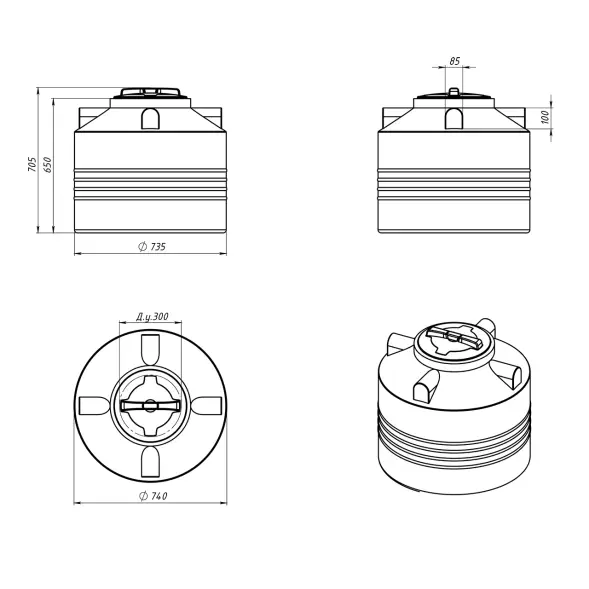 Емкость ЭВЛ 200л зеленая