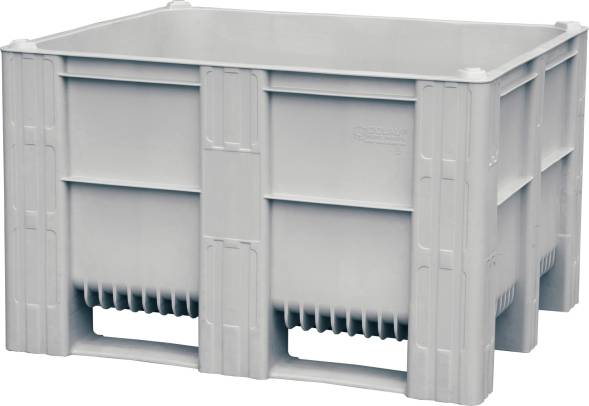 Крупногабаритный пластиковый контейнер сплошной на 3-х полозьях BoxPallet, 1200х1000х740 мм, серый [10-100-ОА-ACE-3 серый]