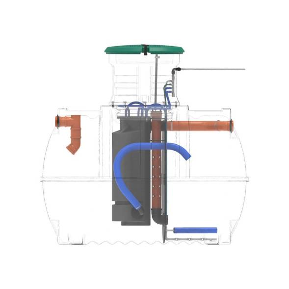 Автономная канализация Rostok Ground 8 с горловиной 1000 мм и принудительным отведением, 3500 л, черный [504.3000.899.001]