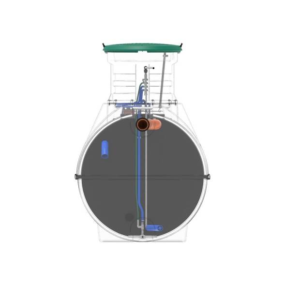 Автономная канализация Rostok Ground 8 с горловиной 1000 мм и принудительным отведением, 3500 л, черный [504.3000.899.001]