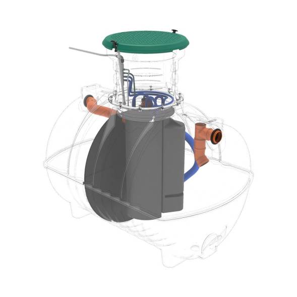 Автономная канализация Rostok Ground 8 с горловиной 1000 мм и принудительным отведением, 3500 л, черный [504.3000.899.001]